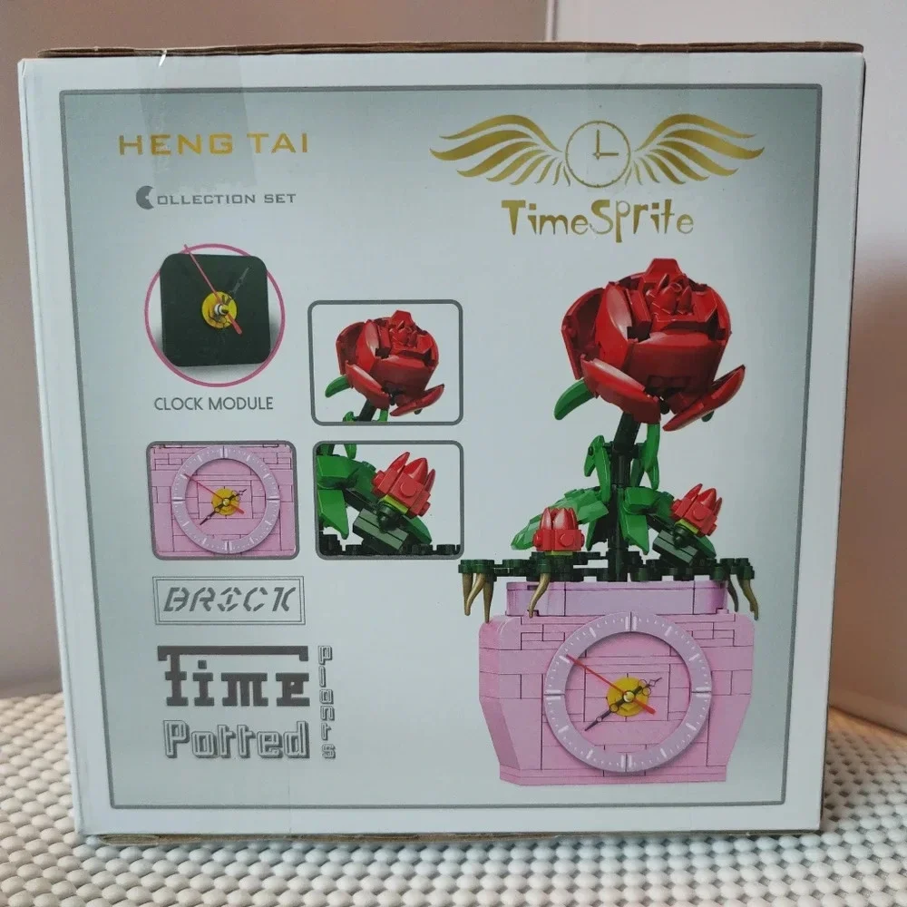Lego Compatible Clock with Roses 227pcs NWT